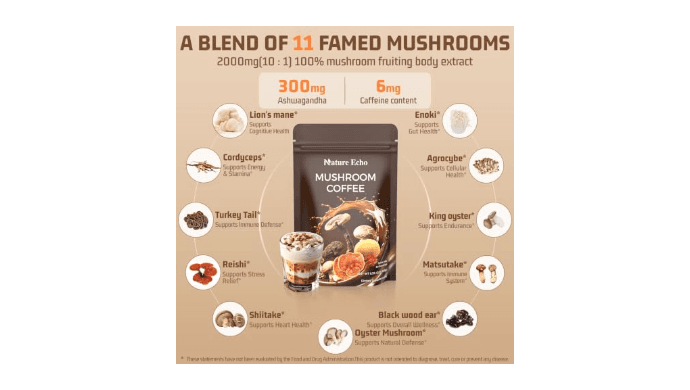 11 in 1 Mushroom Coffee with Ashwagandha,Instant Coffee for Energy, Focus thumbnail 4