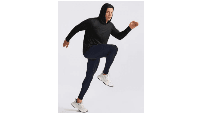 PINSPARK Men's Lightweight Workout Hoodie Sweatshirt, Black, S thumbnail 2
