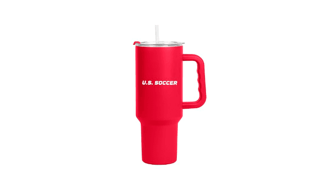 Logo Brands USA Men's National Soccer 40 oz Tumbler with Handle -Powder Coated-Stainless Steel with Straw– Leak-Resistant, Keeps Drinks Hot/Cold – Everyday Use thumbnail 2
