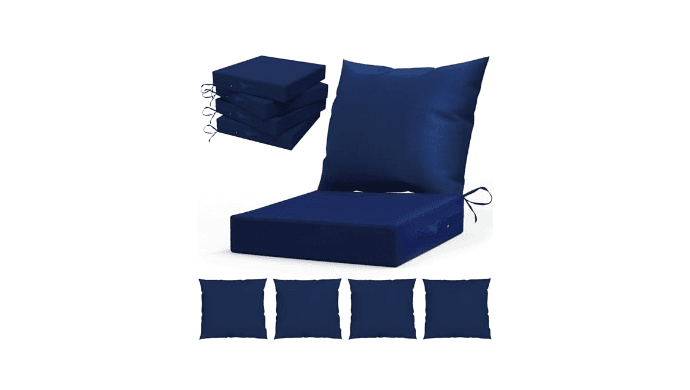 L’AGRATY Outdoor Chair Cushions for Patio Furniture：24" x 24" Deep Seat Cushions with Backrest for Couch Sofa Chair - Waterproof Fade-Resistant Patio Cushion (Set of 4,Navy Blue) thumbnail 1
