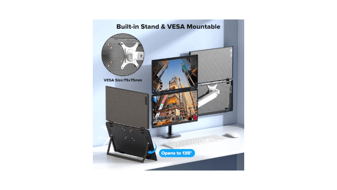 SMISEACOW Laptop Screen Extender 15.6" IPS 1080P Triple Portable Monitor for Laptop MacBook Surface PC Xbox PS5,Travel Monitor Second Screen for Laptop, HDMI USB-C VESA Compatible Built-in Speaker thumbnail 4