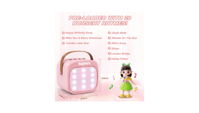 Limited-time offer: only 4 days! 50% off! Karaoke Machine for Kids, Mini Karaoke Speaker with 2 Wireless Microphones, Bluetooth, Magic Voice Changer, LED Lights – a perfect birthday gift for girls and boys ages 4-12. thumbnail 5