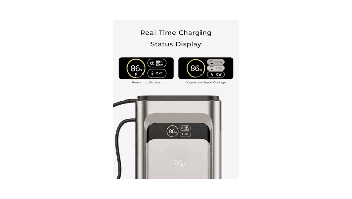 2026 FIFA Licensed 190W 20000mAh Power Bank for Laptop Portable Charger,3-Port USB-C Fast Charging Battery Pack with Built-in USB-C Cables for MacBook,Cell Phones,iPhone 17,iPad,Android,Samsung thumbnail 6