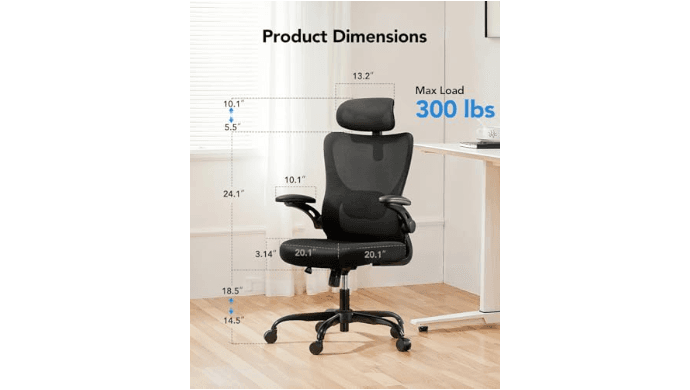 HUANUO Ergonomic Office Chair with 3D Armrests and Lumbar Support thumbnail 2