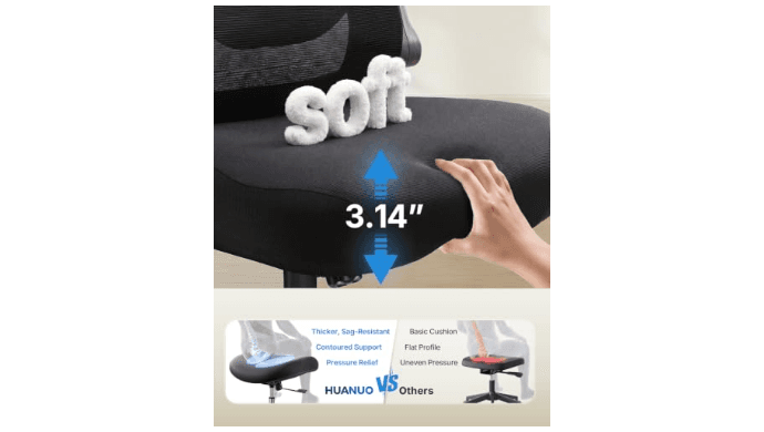 HUANUO Ergonomic Office Chair with 3D Armrests and Lumbar Support thumbnail 5