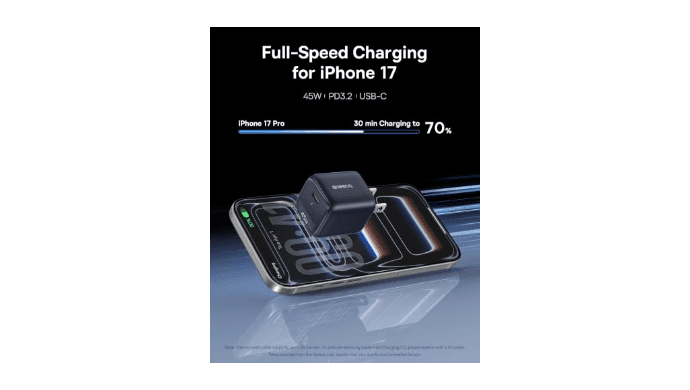 Baseus 45W USB C Charger Block, 2 Pack Super Fast Charger with USB-C Cable for iPhone 16/15 Series, iPad, Galaxy S24 Ultra and More Series thumbnail 3