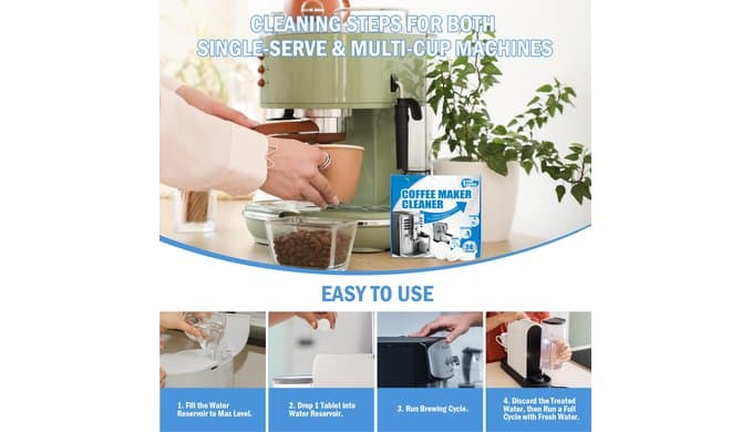 24-Pack Coffee Machine Cleaner Descaler Tablets, Descaling & Deep Cleaning Tabs for Coffee Pot & Coffe Machine, Effective Limescale Remover for Home, Office Use thumbnail 4