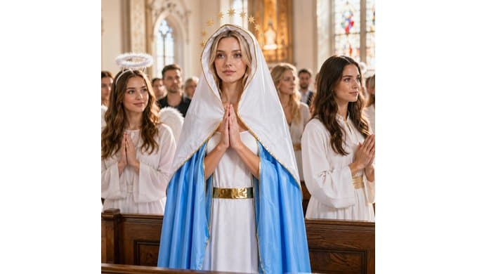 Adnee 4 Pcs Mary Costumes for Women, Virgin Mary Outfits Accessories Kit thumbnail 4