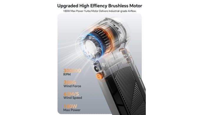 Compressed Air Duster 300000RPM Powerful Electric Air Duster Rechargeable thumbnail 2