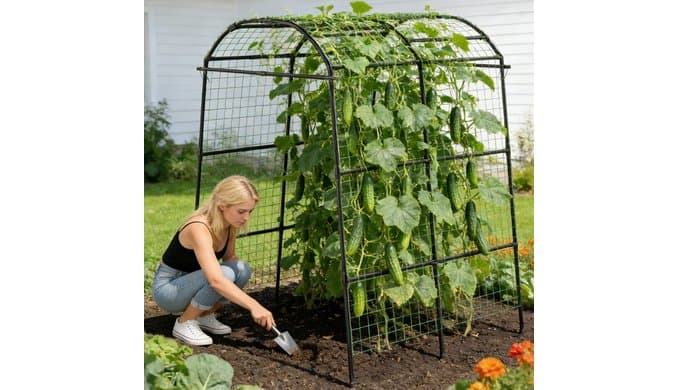 Miory Garden Arch Trellis for Climbing Plants Outdoor, 7ft Tall Plants Support Trellis for Climbing Vine Tomato Vegetable Flower Fruit, Cucumber Trellis for Raised Bed (71 x 83 Inch) thumbnail 2