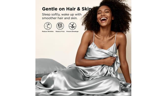 Bedsure Grey Satin Sheets Full Size, Soft Silky Bedsheets for Hair & Skin thumbnail 4