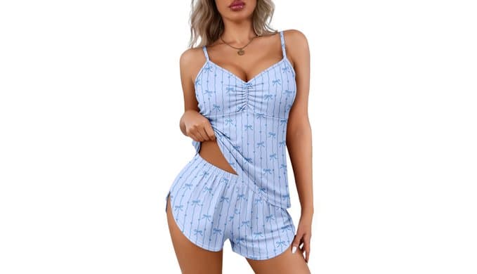 Ekouaer Pajama Sets for Women V Neck Cami Split Short Set thumbnail 1