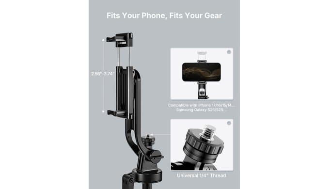 4-Leg Phone Tripod, 71-inch Selfie Stick for iPhone & Android thumbnail 5