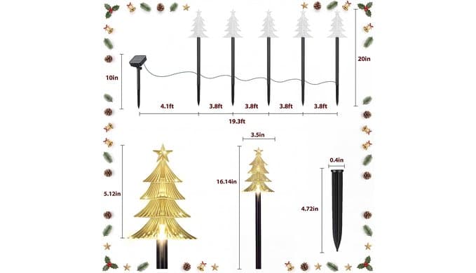 Solar Christmas Tree Pathway Lights Outdoor Decorations, 5 PCS thumbnail 2