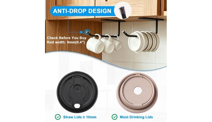 4 Pack Adhesive Cabinet Door Organizer, Rustproof Carbon Steel Lid Storage Holder,Inside cabinet door storage,Tumbler & Food Container Lid Rack,No Drill Storage Basket for Kitchen Cabinet & Bathroom thumbnail 4