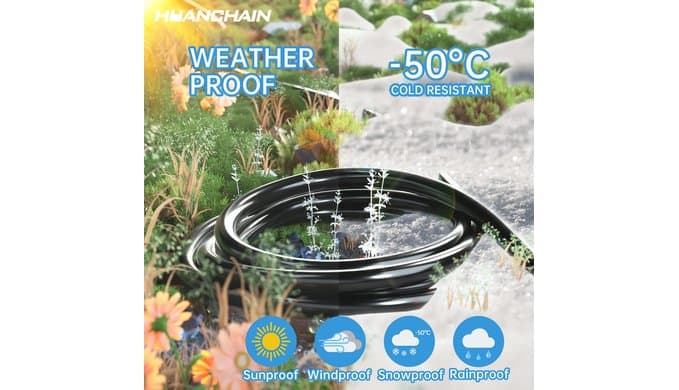 HUANCHAIN Indoor Outdoor Black Extension Cord 15 FT Waterproof 16/3 Gauge thumbnail 4