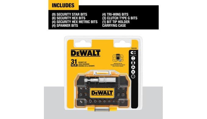 DEWALT Security Bit Set, 31-Piece Screwdriver Bit Set with Case, Universal 1/4 In Hex, Includeds Magnetic Bit Holder (DWAX200) thumbnail 3
