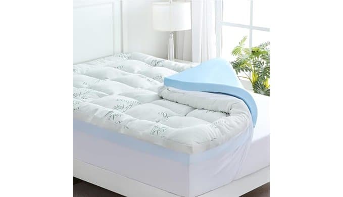 DOWNCOOL Dual Layer 4 Inch Memory Foam Mattress Topper Full | 2 Inch Gel Memory Foam & 2 Inch Pillow Top Mattress Pad | Soft & Breathable Viscose Made from Bamboo| Back Pain ReliefDOWNCOOL Dual Layer 4 Inch Memory Foam Mattress Topper Full | 2 Inch Gel Memory Foam & 2 In…