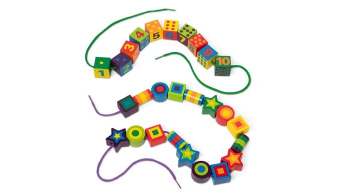 Melissa & Doug Deluxe Wooden Lacing Beads - Educational Activity with 27 Beads and 2 Laces thumbnail 3