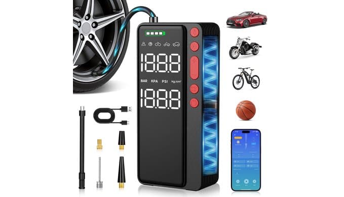 10000mAh Tire Inflator Portable Air Compressor for Car Tires thumbnail 1