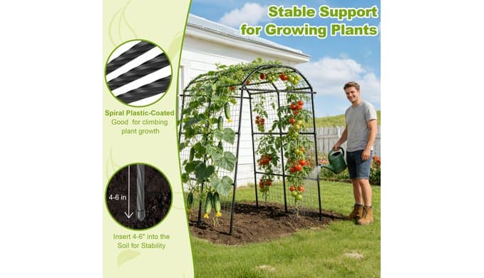 Miory Garden Arch Trellis for Climbing Plants Outdoor, 7ft Tall Plants Support Trellis for Climbing Vine Tomato Vegetable Flower Fruit, Cucumber Trellis for Raised Bed (71 x 83 Inch) thumbnail 4
