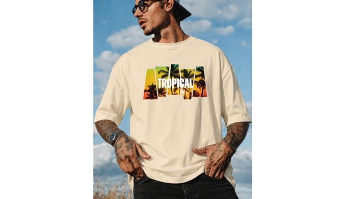 KUYIGO Men's Tropical Palm Tree Graphic T Shirt Casual Summer Tee thumbnail 3