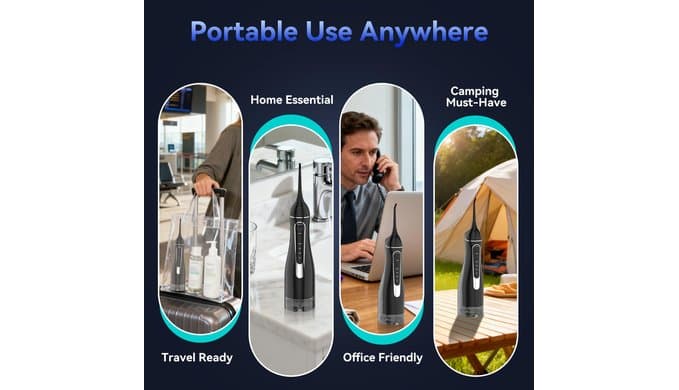 Water flossers for Teeth Pick, Portable Oral Irrigator Dental with 4 Modes 5 Jet Tips, IPX7 Rechargeable Water Tooth Flosser for Braces Sensitive Gum Care，300ml Tank for Home Travel Use thumbnail 4