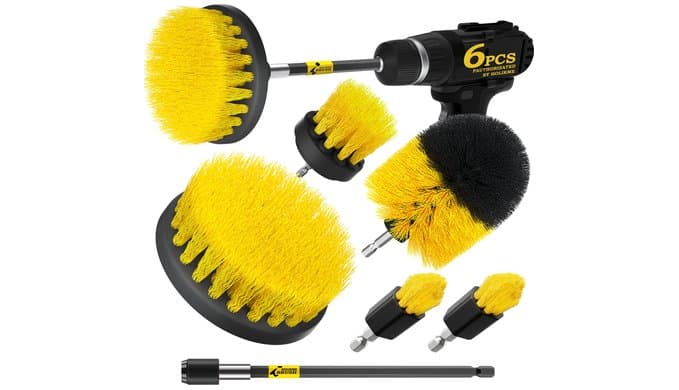 Holikme 6Pc Drill Brush Set - Soft Bristles with Extension for Home Clean thumbnail 1