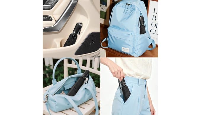 Mini Flat Umbrella Automatic Compact Travel Rain Pocket Purse 42/46 Inch thumbnail 5