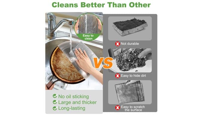 Non Scratch Wire Dishcloth, Metal Cleaning Cloths for Kitchen Dishes Rag thumbnail 3