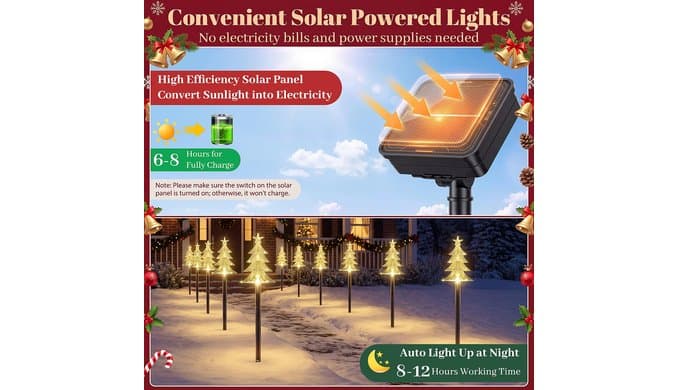 Solar Christmas Tree Pathway Lights Outdoor Decorations, 5 PCS thumbnail 3