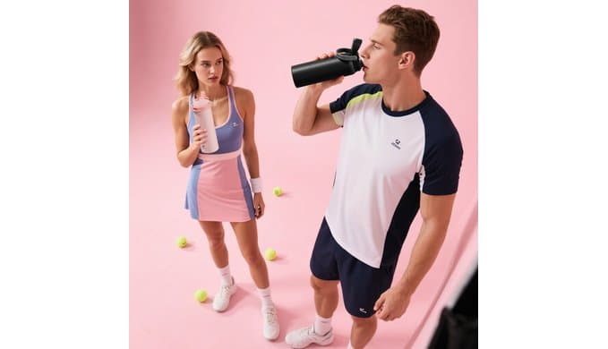 POWCAN 18 oz Stainless Steel Water Bottle: 2-in-1 Push-Button Spout & Quick-Flip Straw, Leakproof, Cold 24Hrs, Fits Car Cup Holder, Insulated Sports Water Bottle for Women, Girls (Red Apple Charm) thumbnail 2