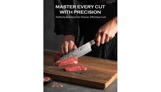 Japanese Chef Knife, 67-Layer Damascus Steel 8 Inch Kitchen Knife with AUS-10 Core, Professional Hand Forged Gyuto Knife with Gift Box, Ergonomic Handle, Ideal Valentine's Day Gifts for Men Women thumbnail 4