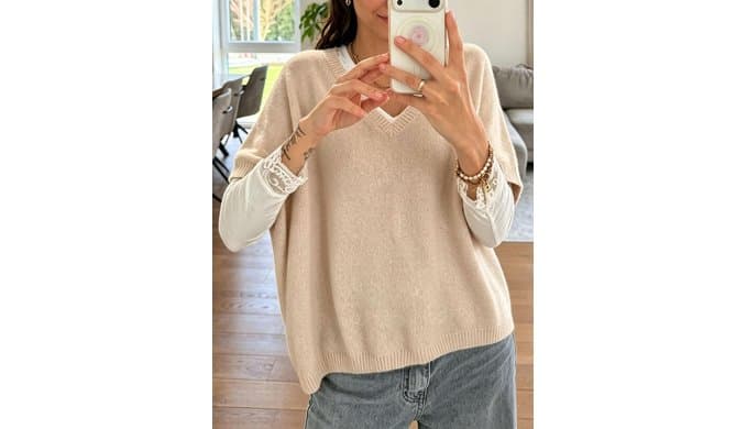 Women's Oversized Sweaters Batwing Short Sleeve Knit Pullover Tops thumbnail 3
