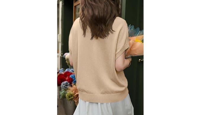 Women's Oversized Sweaters Batwing Short Sleeve Knit Pullover Tops thumbnail 5