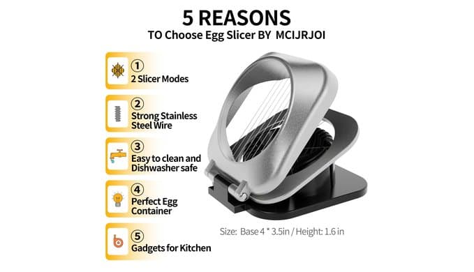 Multipurpose 3 in 1 Heavy Duty Egg Slicer,Stainless Steel Wire,Black Sliver thumbnail 3