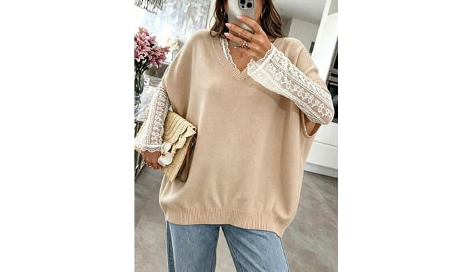 Women's Oversized Sweaters Batwing Short Sleeve Knit Pullover Tops thumbnail 2