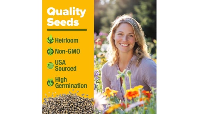 HOME GROWN Wildflower Seeds Bulk Mix | 110,600+ Non-GMO Annual Flower Seed for Planting | 21 Varieties for Butterfly & Pollinator Garden | 3 oz thumbnail 3