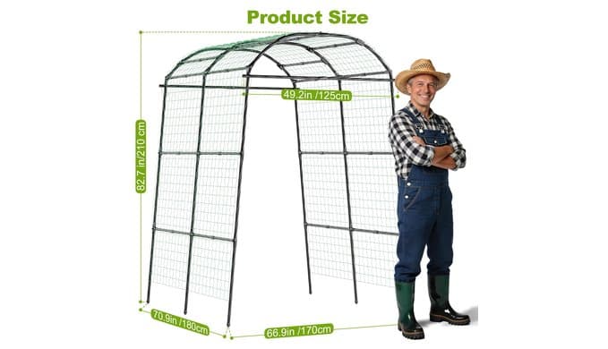 Miory Garden Arch Trellis for Climbing Plants Outdoor, 7ft Tall Plants Support Trellis for Climbing Vine Tomato Vegetable Flower Fruit, Cucumber Trellis for Raised Bed (71 x 83 Inch) thumbnail 3