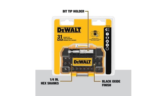 DEWALT Security Bit Set, 31-Piece Screwdriver Bit Set with Case, Universal 1/4 In Hex, Includeds Magnetic Bit Holder (DWAX200) thumbnail 5