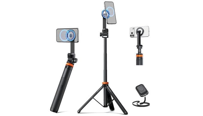 EUCOS 62" Magnetic Phone Tripod for iPhone, Selfie Stick Tripod with Remote thumbnail 1