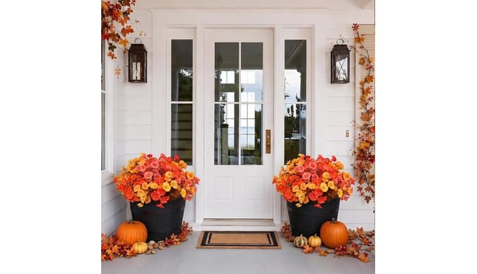 FULLMUSIC Autumn Artificial Flowers for Outdoor (10, Mixed Color A) thumbnail 3