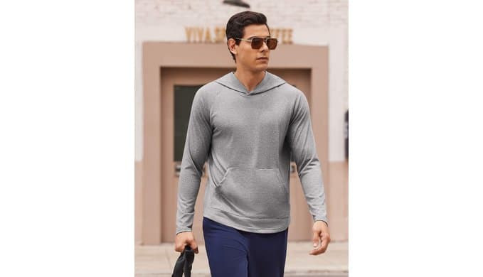 PINSPARK Men's Lightweight Workout Hoodies Pullover Golf Gym Sweatshirt thumbnail 5