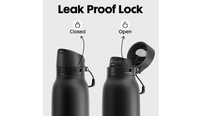 Meoky 24 oz Slim Insulated Water Bottle: 2-in-1 Locking Lid, Night thumbnail 5
