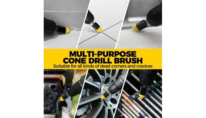 Holikme 6Pc Drill Brush Set - Soft Bristles with Extension for Home Clean thumbnail 4