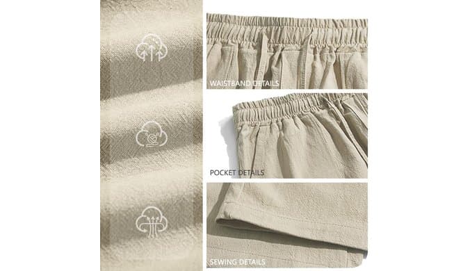 RQP Mens Cotton Linen Pants Casual Loose Fit Drawstring Summer Beach Pants Lightweight Vacation Yoga Trousers with Pockets thumbnail 5