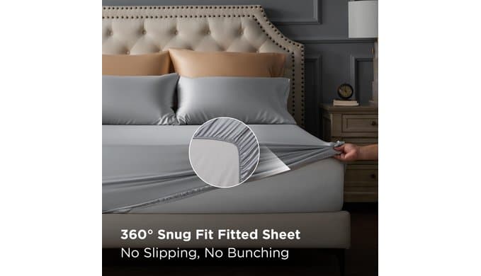 Bedsure Grey Satin Sheets Full Size, Soft Silky Bedsheets for Hair & Skin thumbnail 5