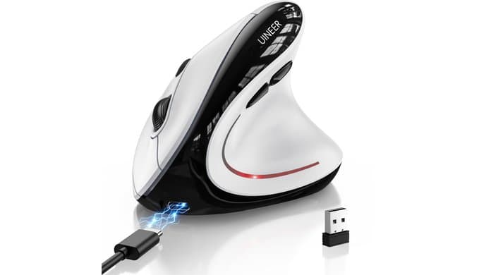 Uineer Ergonomic Wireless Vertical Mouse, 3-Mode Bluetooth 5.0/4.0 & 2.4GHz thumbnail 1