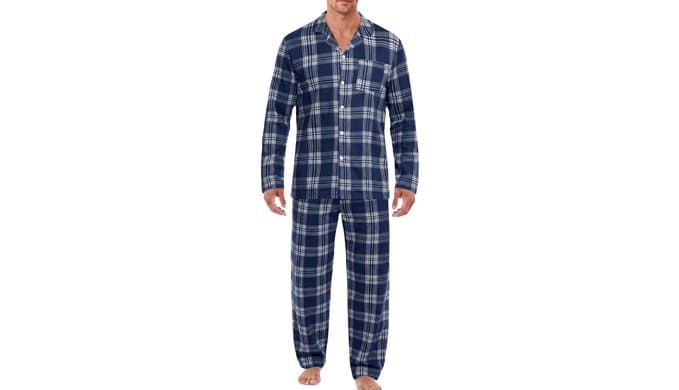 Ekouaer Mens Pajamas Set Long Sleeve Button Down Pjs Long Pants with Pocket thumbnail 1
