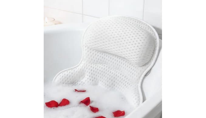 Bath Pillow for Tub,Bathtub Pillow for Head,Neck,Shoulder and Back Support,Soft Bath Tub Pillow for Bathtub,Hot Tub and Spa,White thumbnail 1